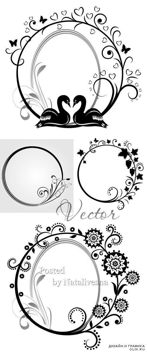 Декоративные узоры и рамки для дизайна в Векторе # 3 