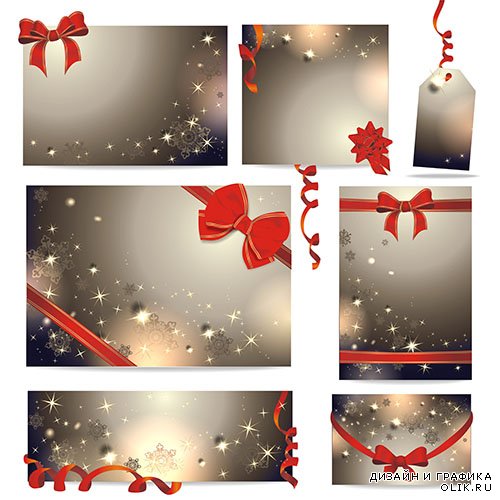 Новогодние подарочные карточки и баннеры в векторе 4