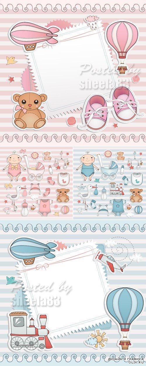 Baby Shower Cards Vector 3