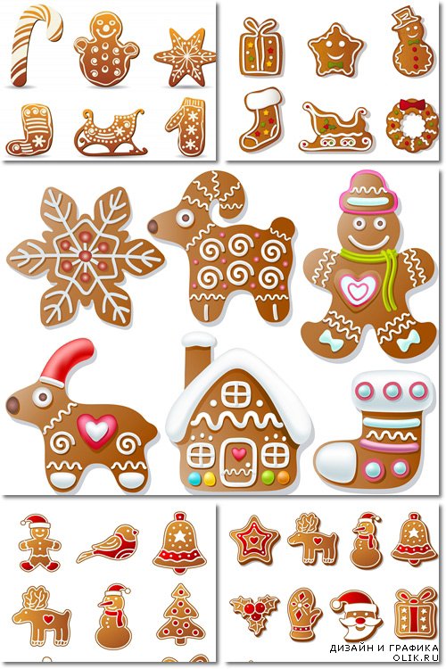 Gingerbread Christmas set - Vector