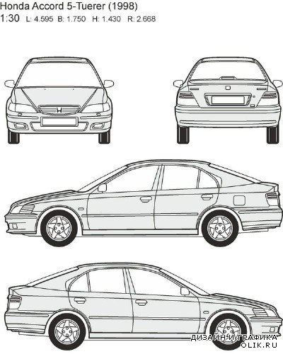 Автомобили Honda - векторные отрисовки в масштабе