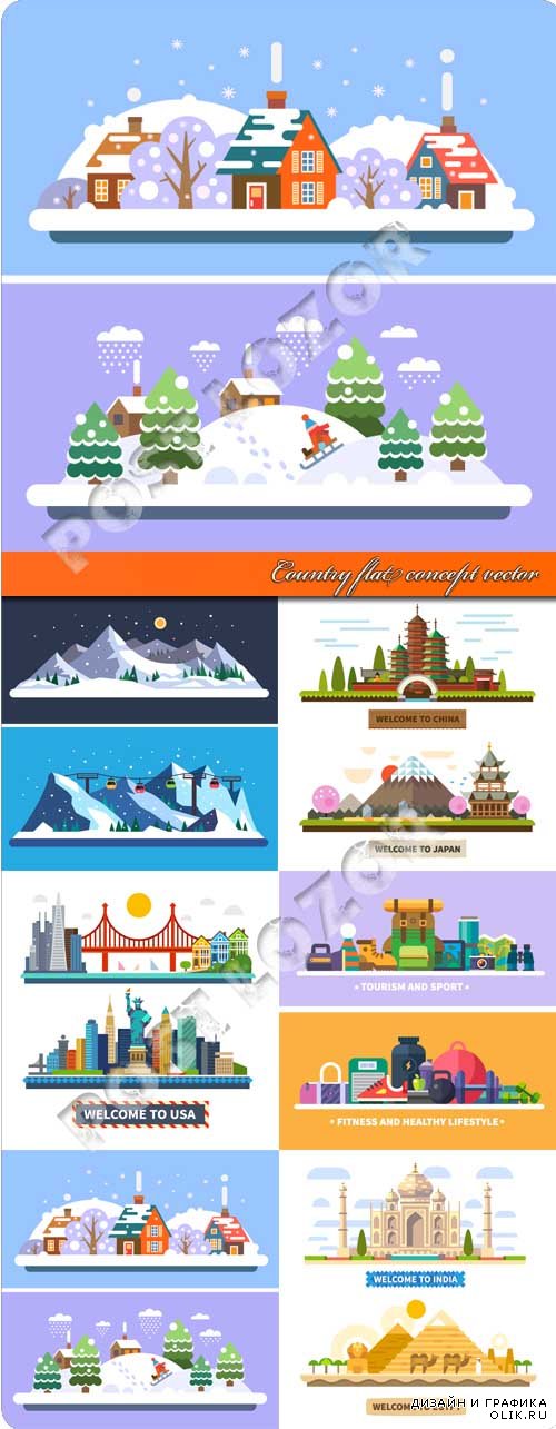 Country flat concept vector