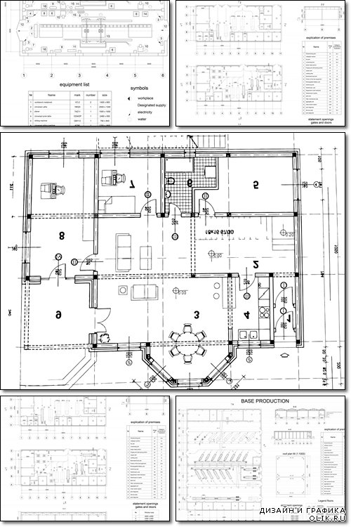 Detailed architectural drawing of the building motor company - Vector
