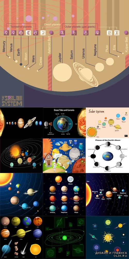 Солнечная система инфографика - векторный клипарт