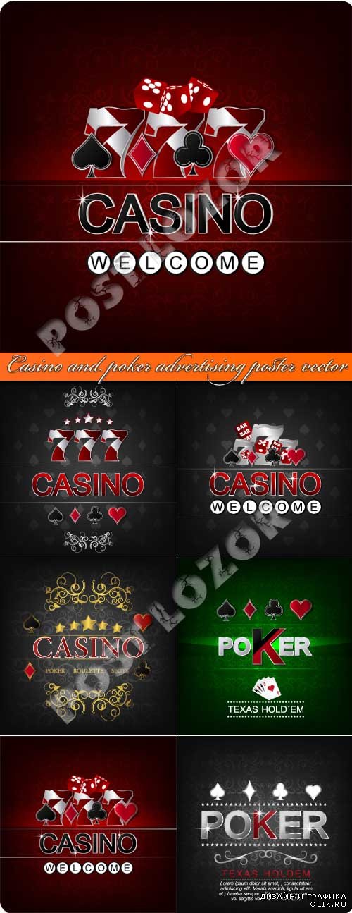 Casino and poker advertising poster vector