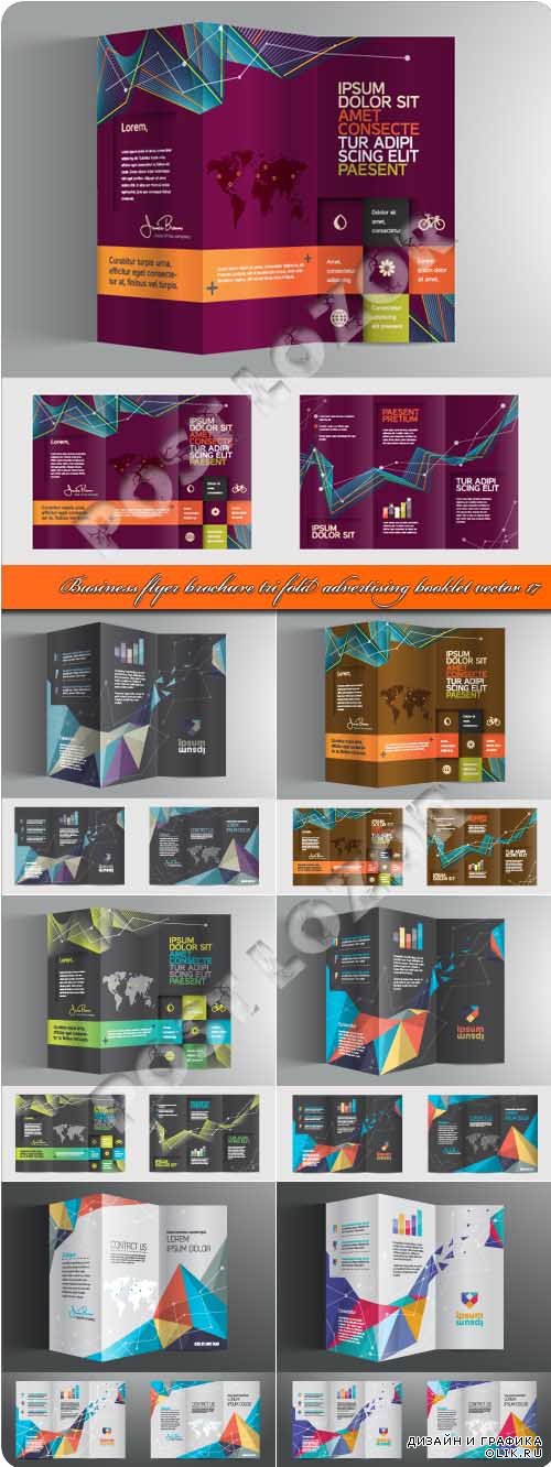 Business flyer brochure tri fold advertising booklet vector 17
