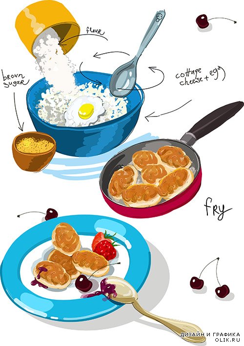 Иллюстрации кулинарных рецептов в векторе