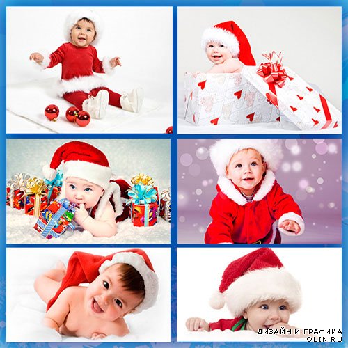 Фотоподборка Дети и Новый Год, младенцы в новогодних шапочках