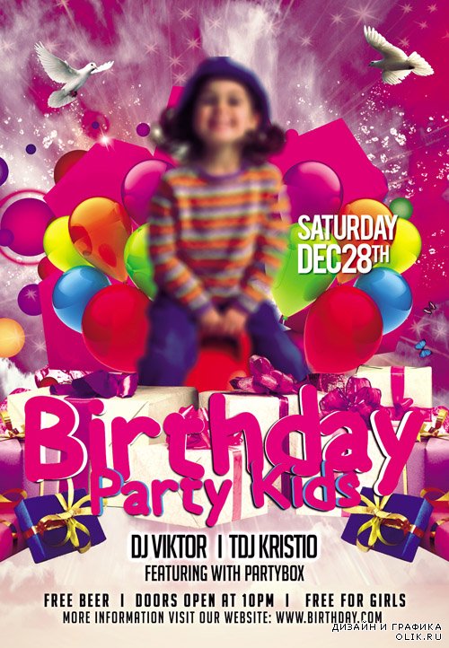 Flyer PSD Template - Birthday Party Kids