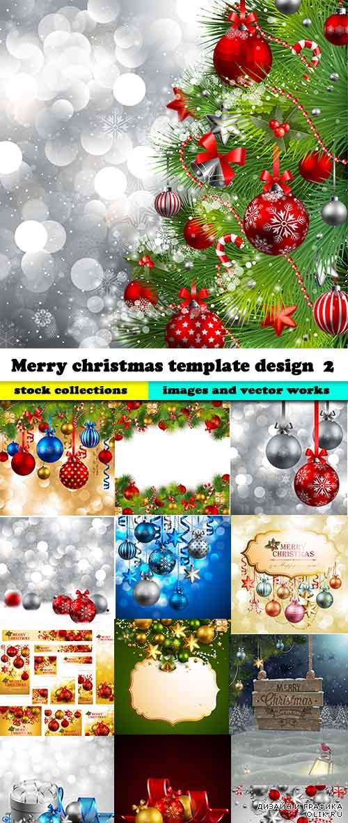 Merry christmas template design in vector #2