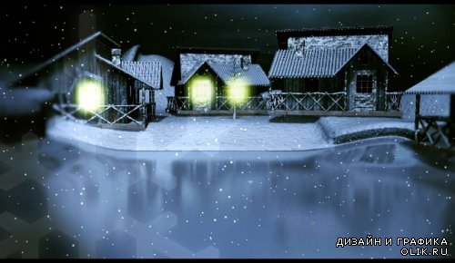 Футажи ночь новогодняя и в дома горит свет   Источник: 0lik.ru