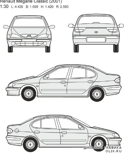 Автомобили Renault - векторные отрисовки в масштабе