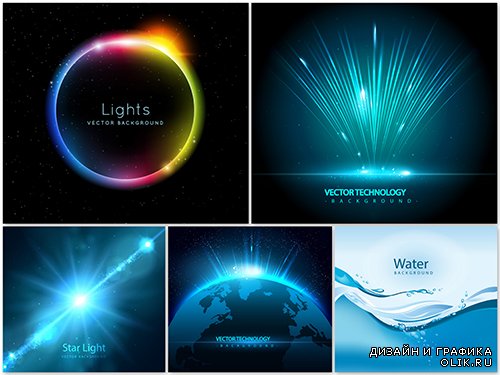 Свет и вода - Абстрактные векторные фоны