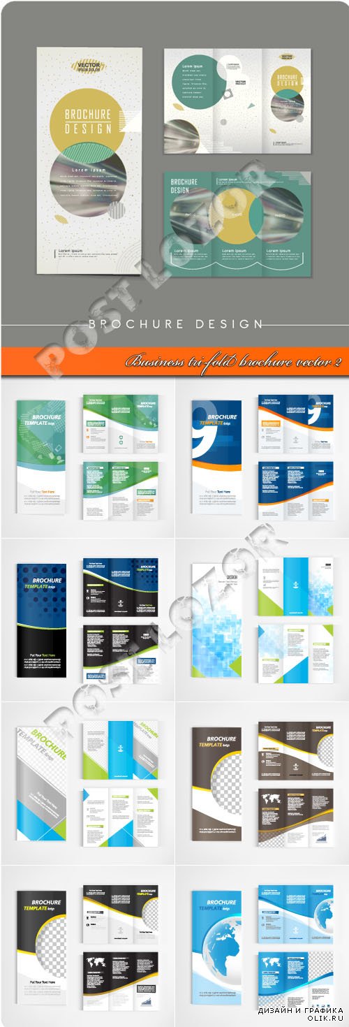 Business tri-fold brochure vector 2