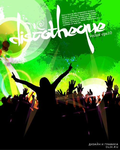 Song and №3 with silhouettes of hands up (Vector)