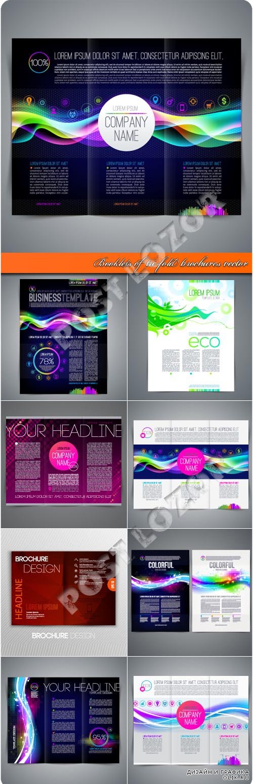 Booklets of tri-fold brochures vector