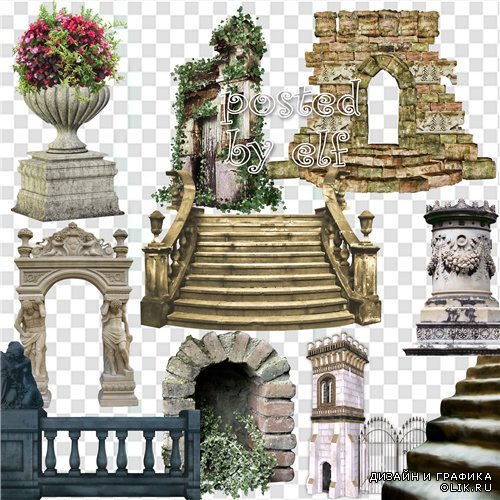 PNG клипарт - Колонны, балконы, ступеньки, арки