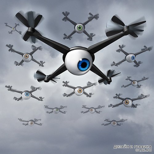 Растровый клипарт - Летающие дроны
