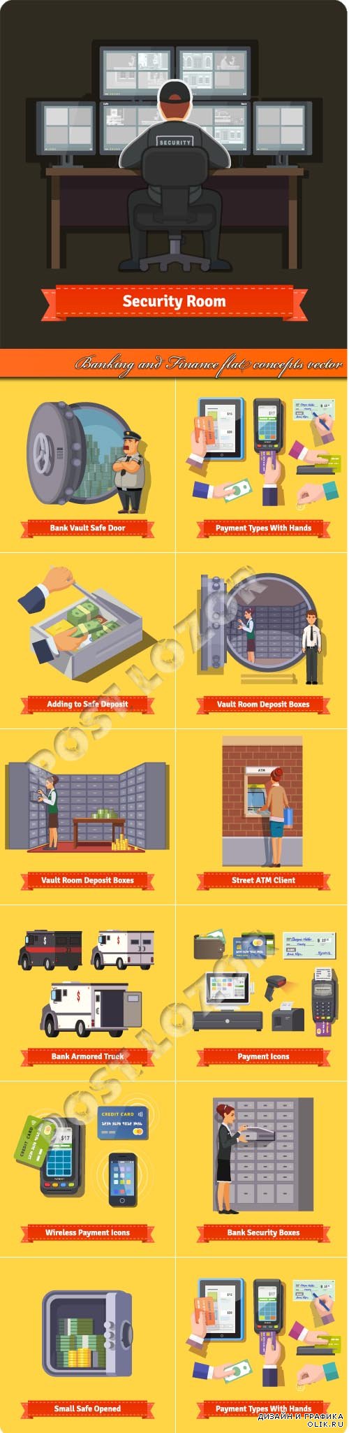 Banking and Finance flat concepts vector