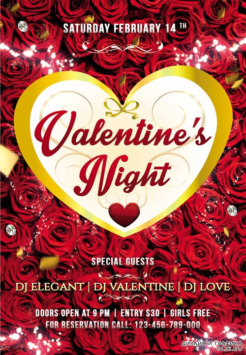 Flyer PSD Template - Valentines Night Party
