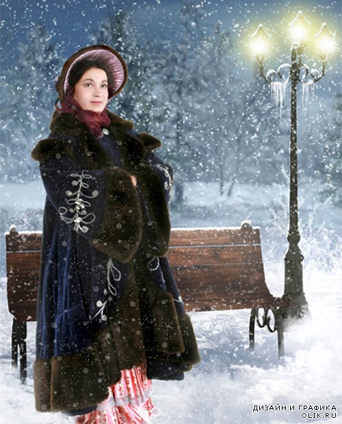 Шаблон  женский - Падает снег