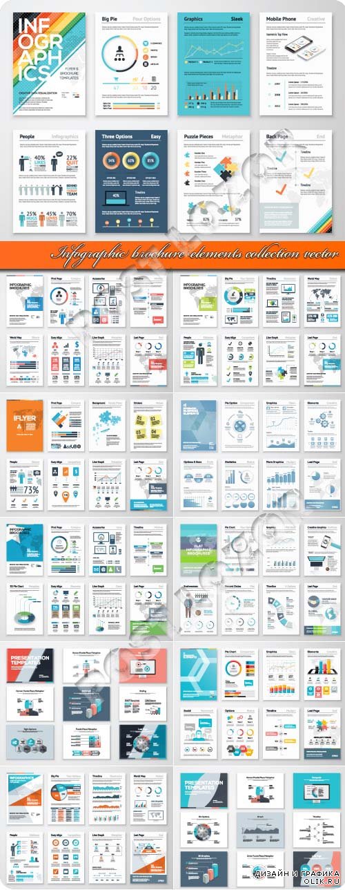 Infographic brochure elements collection vector