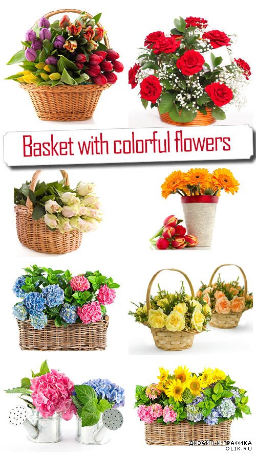 Цветочные корзинки - Набор растровых изображений