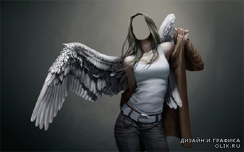 Девушка ангел с крыльями - PHSP шаблон