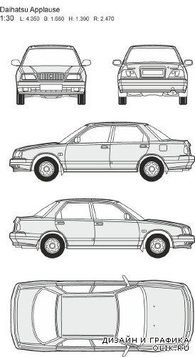 Автомобили Daihatsu - векторные отрисовки в масштабе