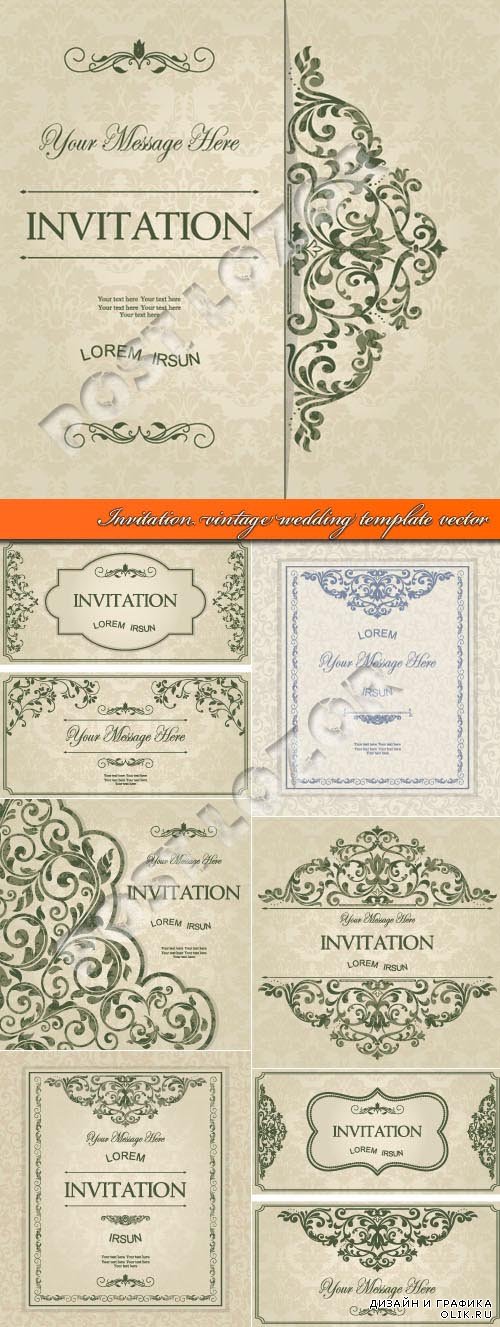 Invitation vintage wedding template vector