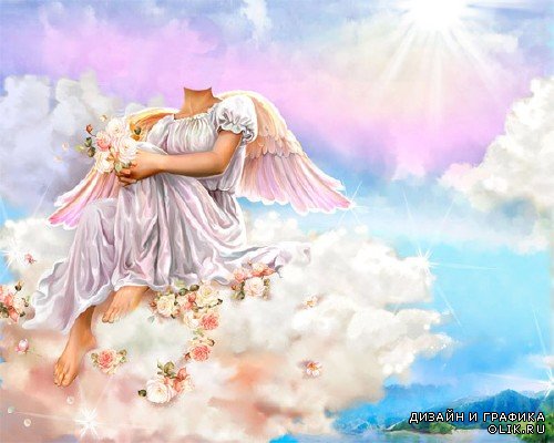 PHSP шаблон - Ангелок на небе с цветами
