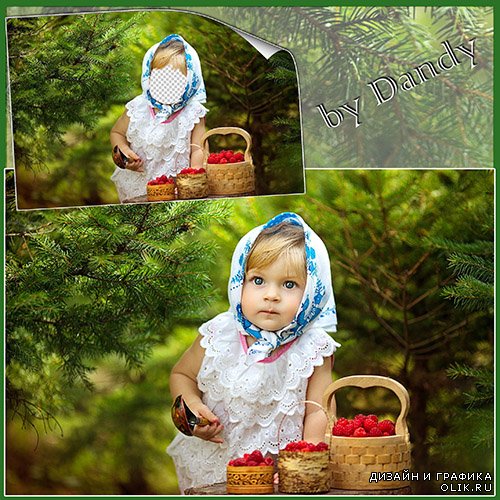 Шаблон для фотошопа -Аленушка в лесу