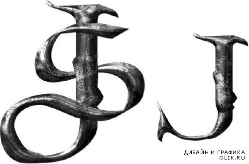 Готический шрифт (алфавит) на прозрачном фоне