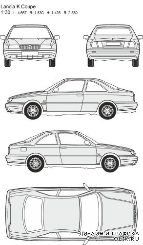 Автомобили Lancia - векторные отрисовки в масштабе