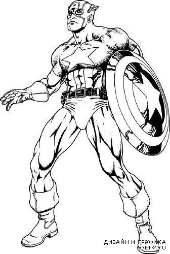 Супергерои: Капитан Америка, Человек паук, Вандер Вумен (векторные отрисовки)