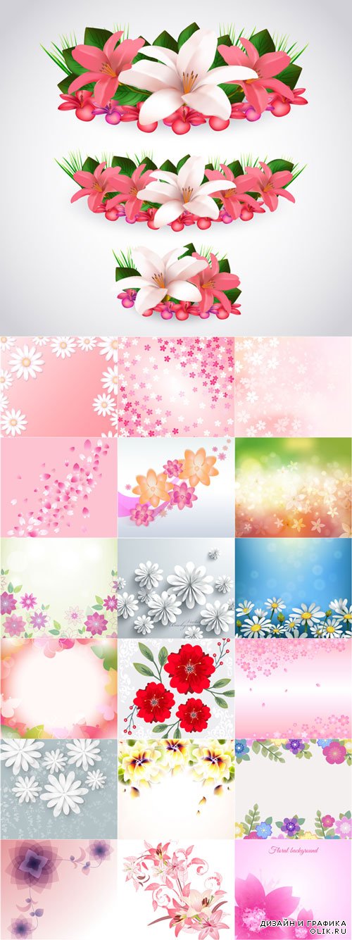 Different beautiful floral vector backgrounds 2