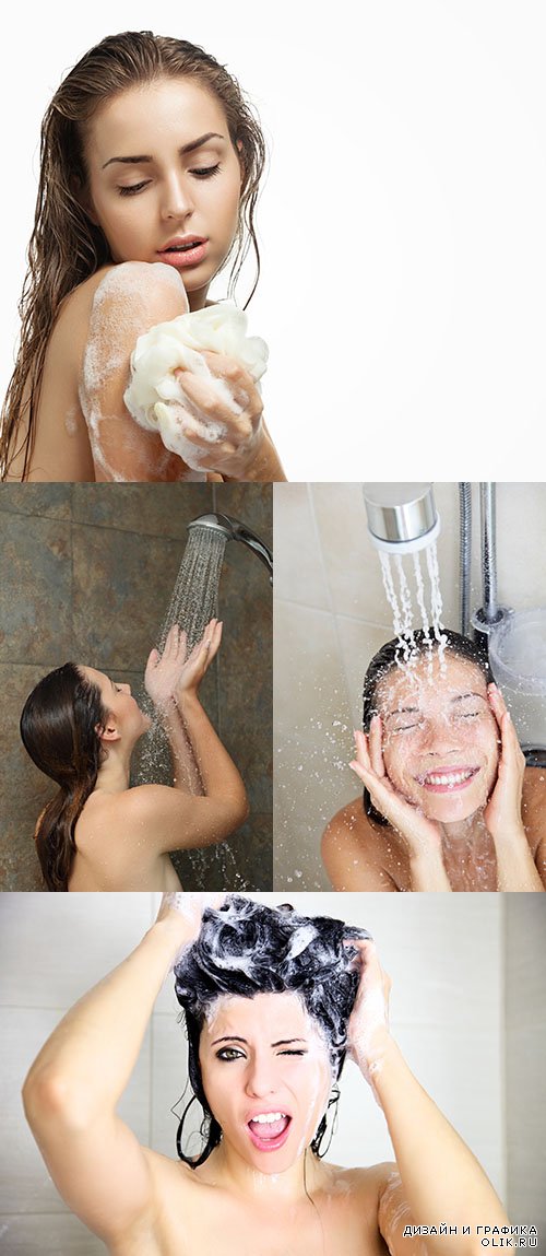 Растровый клипарт - Девушка принимает душ