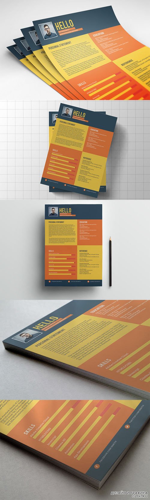 Flat Style Resume Template PSD
