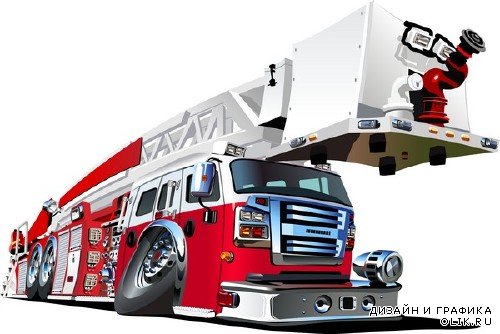 Стилизованный транспорт: эвакуатор, скорая помощь, пожарная, мусоровоз, вышка