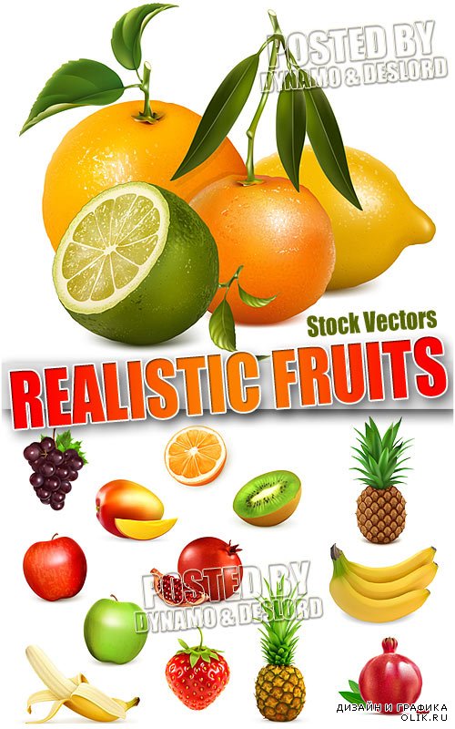 Реалистичные фрукты - Векторный клипарт