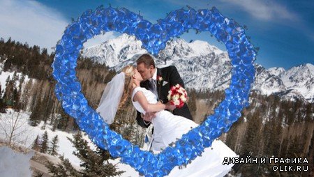 Футаж для свадьбы - тающее голубое сердце