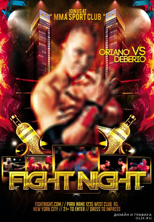 Flyer Template PSD - Fight Night