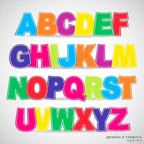 Набор алфавитов - буквы зелень, буквы 3д, буквы в снегу, яркие детские, намазанные буквы