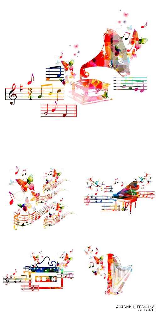 Абстрактные музыкальные фоны в векторе