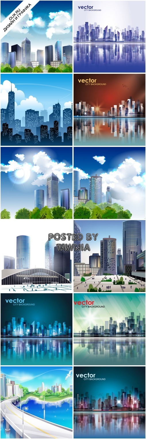 Картинки панорамы больших городов - рисунки векторные