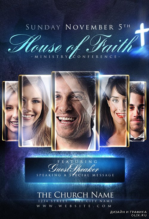 Flyer Template PSD - House of Faith Church