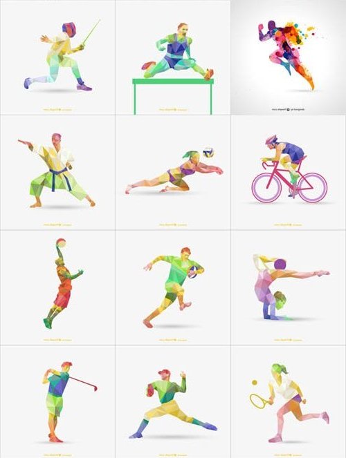 Спортивная геометрия в векторном формате EPS - фигуры спортсменов