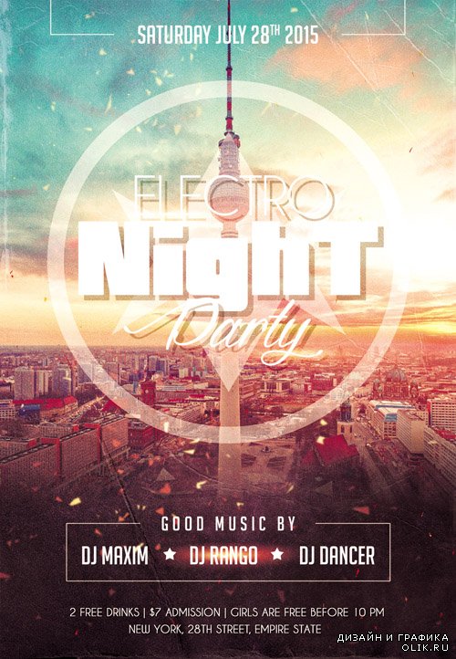 Flyer Template FB Cover - Electro Night Party 2