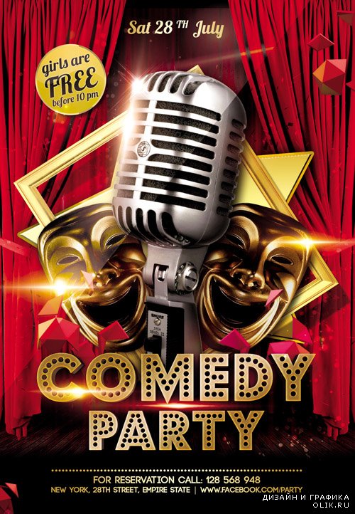 Flyer Template - Comedy Party FB Cover