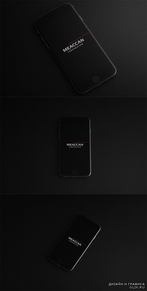 Mock up Templates PSD - 3 Dark Style Iphone